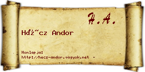 Hécz Andor névjegykártya