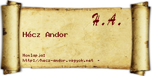 Hécz Andor névjegykártya