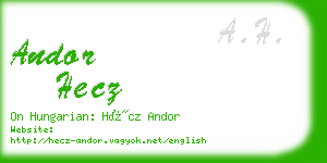 andor hecz business card